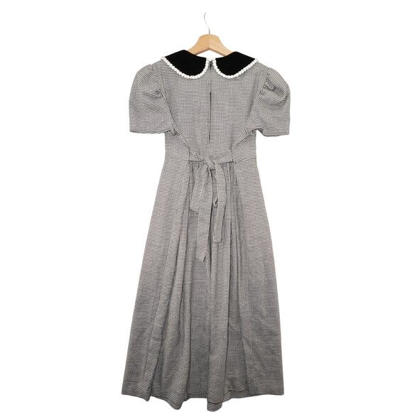 Vintage Bonnie Jean Girls Houndstooth Dress Black Velvet Collar Bows Size 16 - Picture 7 of 9